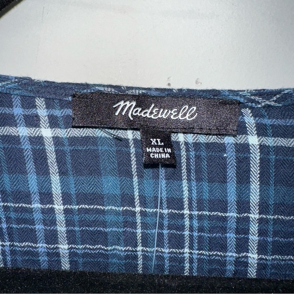 Madewell Anaya Blue Plaid Ruffle Blue Plaid Mini Dress Women Size XL - Picture 4 of 11